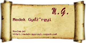 Medek Györgyi névjegykártya